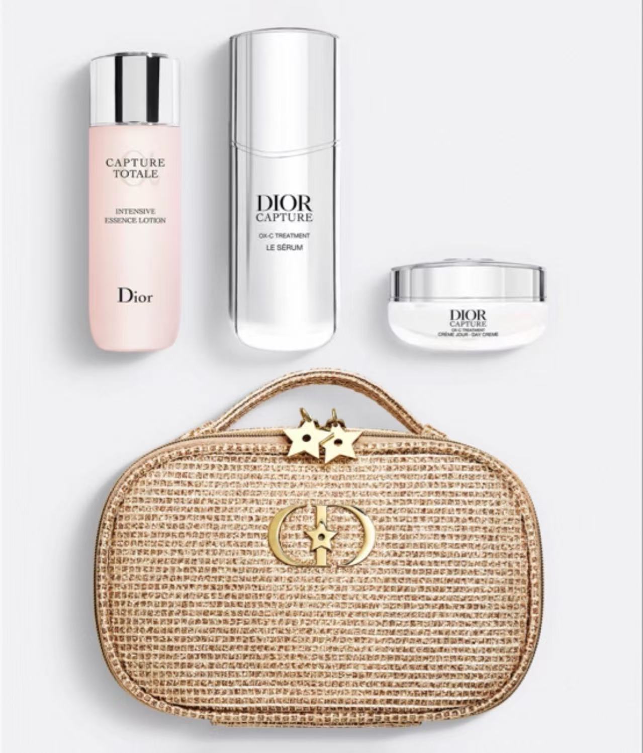 Dior 限定套盒精华50ml+50ml水 +15ml面霜+dior金色化妆包套盒